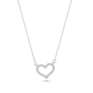 CFJ Sterling Silver 925 Rhodium Plated Nickel Free Sparkling Fine CZ Heart Necklace